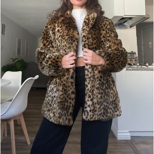 Cheetah faux fur coat worn once